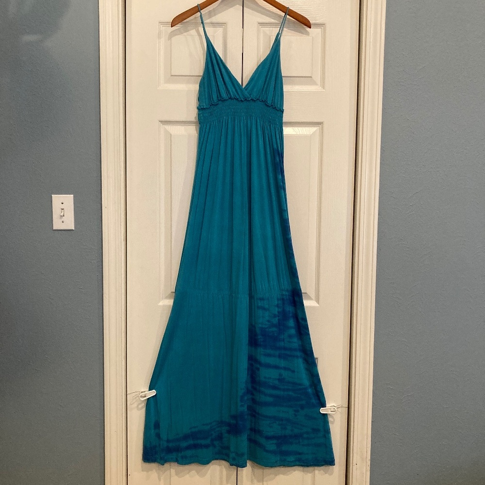 Buffalo David Bitton Blue Tie Dye Maxi Dress, Large